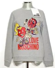 LOVE MOSCHINO Damen Langarm Sweatshirt Sweater Shirt Pullover grau NEU ETIKETT!