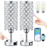 Crystal Lamp Touch Control Set of 2, Sliver Crystal Table Lamps with A-Silver