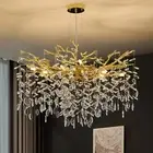 Benkut Gold Tree Branch Chandelier 31.5" Luxury Modern Crystal Pendant Light ...