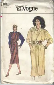 Vogue Sewing Pattern 8619, Dress with Collar and Band, Size 8 - 12, Uncut