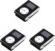 Gatuida 3pcs Portable Mp3 Player Mini Clip Design 32gb Memory Card Slot 3.5mm Headphone Jack LCD Screen Display