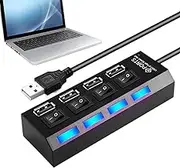 USB C Hub,Multiple Port Expander | Portable USB Hub with Independent Button for Video Editing Remote Work Home Classroom Game Setup Studio Co-Working Space Trading