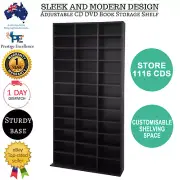 Storage Shelf Rack Stand Cupboard Book Shelves Unit Black Bluray 528 DVD/1116 CD