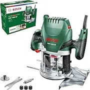 Bosch Home & Garden 1200W Electric Plunge Router with 8mm Bit, Parallel Guide, Template Guide, Dust Extraction Adapter, 28000 RPM, Speed Selection, Wood, 3 Collets Included (POF 1200 AE)