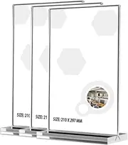 3 pcs Acrylic Sign Holder A4 Size,Plastic Flyer Display Holder Double Sided Display Clear TableTop Plastic Sign Holder for Office, Store, Restaurant