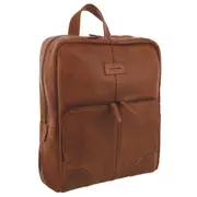 Pierre Cardin Men's Italian Leather Sleek Backpack Mens Backpack - Cognac