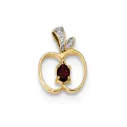 14K Yellow Gold w/ Mozambique Garnet u0026 Real Diamond Apple Pendant