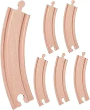 Wooden Train Tracks Toys 6pcs Train Track Blocks for Boys and Girls Educational Toys for Boys Fine Motor Skills