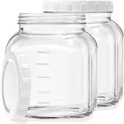2 Pack 0.8 Gallon Glass Jar With Lid, 102 Oz Wide Mouth Mason Jars, Clear Glass Storage Jars With 2 Scale Marks, Canning Jars For Pickling, Rice, Sugar, Flour, Pasta