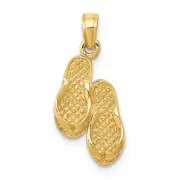 14K Yellow Gold 3D Flip Flops Pendant