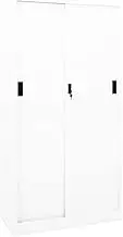 vidaXL Office Cabinet with Sliding Door White Steel Home Indoor Standing Storage Compartment Locker Shelf File Side Filing Cabinet Furniture