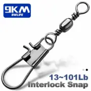 9KM Barrel Swivel with Interlock Snap Stainless Steel Cross Snap for Sea Fishing