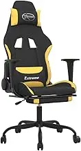 vidaXL Adjustable Gaming Chair with Massage Function - Ergonomic Design, Comfortable Foam Padding, outfitted with Footrest, Polyester Fabric, in Black and Yellow