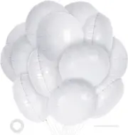 20 Pcs White Round Shaped Balloons,18 Inch Round Foil Balloon,Giant Round Mylar