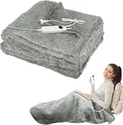 [DREAMZ] Heated Blanket Electric Throw, Heating Blanket with 9 Heating Levels & 9 Hours Auto Off, Soft Cozy Flannel, Machine Washable with Fast Heating, 160cm x 130cm, SAA Certification, Blue