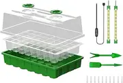Yajuyi Seedling Tray with Grow Light, Indoor Plant Starter Kit, Mini Propagator for Seed Germination, White Blue Light, as described