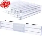 8 Pack Adjustable Drawer Dividers, Expandable 12-21", Clear Organizer for Storag