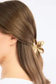 Gold Hibiscus Flower Claw Clip