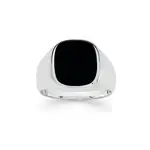Silver Black Agate Signet Gents Ring