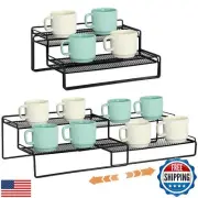 2-Tier Expandable Coffee Mug Holder for Countertop, Metal Mug Rack Cup Storag