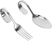 TOPPERFUN 1 Set Stainless Steel Creative Spoon and Fork Appetizer Utensils with Curved Handle for Seafood Sushi and Buffet Serving Fun Twisted Design for Dining Convenience