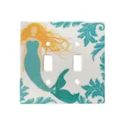 Blonde Mermaid Ceramic Double Switchplate Wall Floater Light Switch Cover Plate