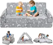 ALIMORDEN Modular Toddler Couch, Glow-in-The-Dark Flip Out Kids Couch, Star