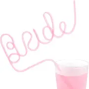 Hen Party 'Bride' Swirly Drinking Straw - Baby Pink