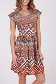 Earth Tone Aztec Skater Dress--ELI-1413148