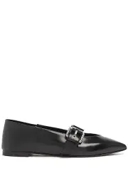 MOSCHINO Edge $645 Black Leather Ballerina Flats New & Authentic