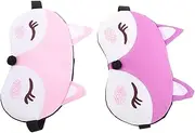 CRILSTYLEO 2pcs Cute Fox Sleeping Eye Mask Soft Cartoon Blindfolds for Women Comfortable Eye Cover for Travel Home Adorable Design for