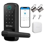 Smart Door Lock with Handle - Keyless, Fingerprint, Black