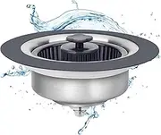 Upgraded 3 in 1 Kitchen Sink Drain Strainer Stopper 304 Stainless Steel Pop Up Kitchen Sink Stopper Anti-Clogging Kitchen Sink Strainer Basket Filter for Standard 3-1/2 Inch Drain