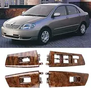 4PCS Front Rear Window Lift Switch Trim Bezel Compatible with Toyota Corolla 2004-2008 Faux Woodgrain Door Window Switch Cover Accessories, Replace OEM 74232-02350 7423102350 74271-12030 7427212030