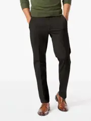Dockers Mens Slim fit Dress Pants 36 / 29 Black Solid Stretch