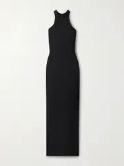 [SKIMS] SKIMS - Soft Lounge Ribbed Long Stretch-modal Maxi Dress - Onyx - Black - XL XL Black