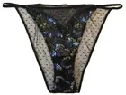 Savage X Fenty Butterfly Wings Lace & Mesh String Bikini Panties size XL Black
