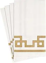 Entertaining with Caspari Rive Gauche Paper Guest Towels, Gold and White, 15-Pack