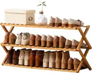Choclaif Free Standing Shoe Racks for Closet, Shelf 3Tiers, Natural