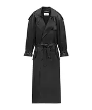 trench coat in shiny plunged lambskin FR36 black