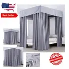 Stylish Gray Canopy Bed Curtains - California King Light Filtering & Windproof