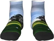 [VPPUR] Golf Course And Tree Print Casual Socks Adult Socks Unisex Crew Socks For Women And Men For Workouts Sports