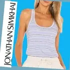 JONATHAN SIMKHAI 100% Organic Cotton Made in USA Striped Blue Tank Top Size M