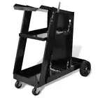 Welding Cart Black Trolley 3 Shelf Workshop Storage Organizer Utility