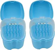 Dentojoy Denture Box in Light Blue Color - Dental Orthodontic Retainer Case | Teeth Storage Box, Denture Storage Case Fake Tooth Holder with Strainer (2)