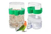 2Pcs Bird Feeders Automatic Parrot Feeder Drinker Seed Food Container