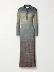 [Zimmermann] Zimmermann - Story 1 Ribbed-knit Polo Midi Dress - Teal - 1 1 Blue