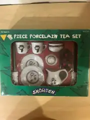 13 Pc Snowden Christmas SNOWMEN - Children's Porcelain TEA SET (1997, Vintage)