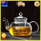 [2x] Gas Stove Heatable Glass Teapot Glass Kettle With Glass Infuser Mug 600ml