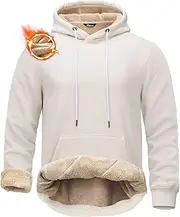 [Pudolla] Men's Sherpa Hoodie Pullover Winter Thick Warm Fleece Lined Hoodies Athletic Sweatshirts with Kangaroo Pouch Pocket